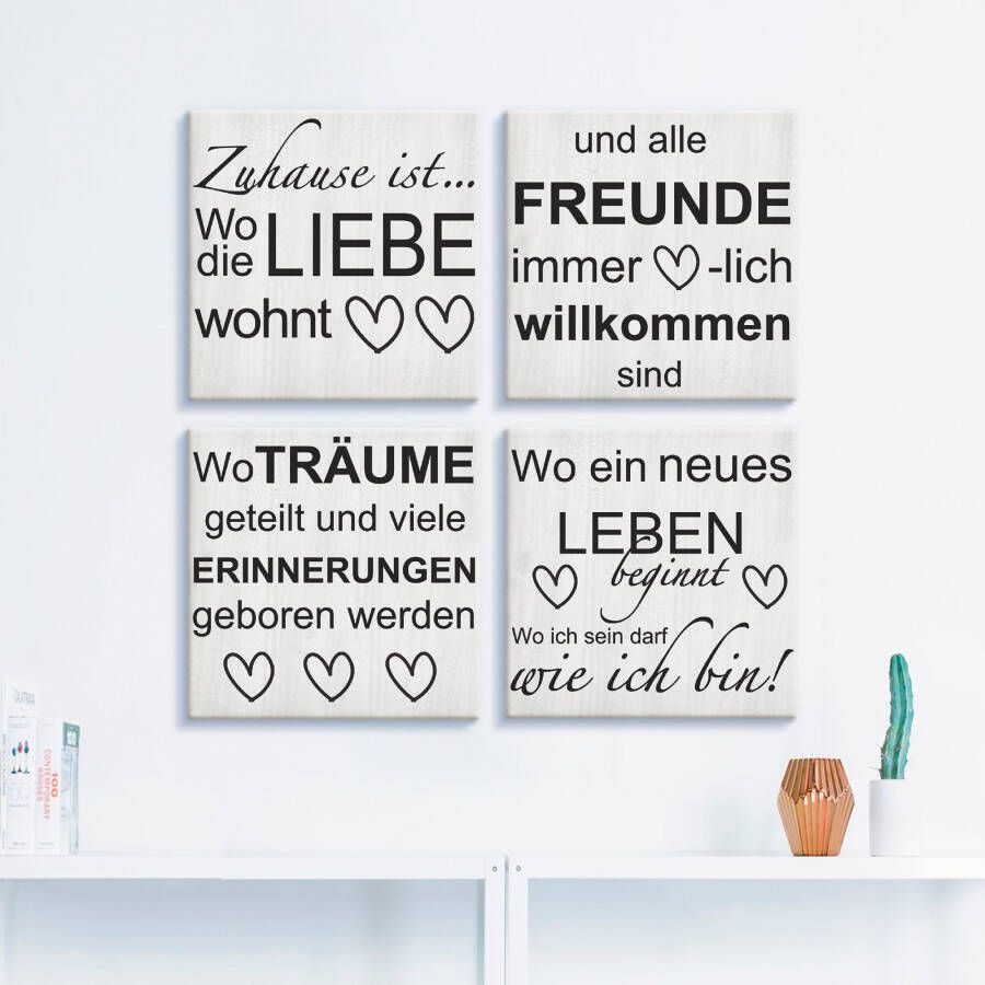 Artland Artprint op linnen Waar de liefde woont 1-4 set van 4 verschillende maten (4-delig)