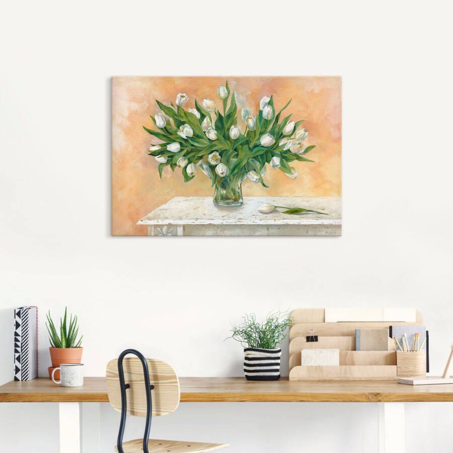 Artland Artprint op linnen Witte tulpen II gespannen op een spieraam