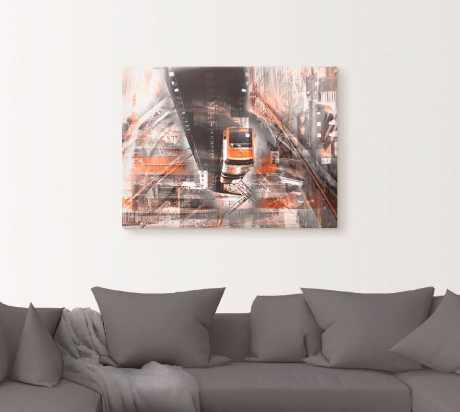 Artland Artprint op linnen Wuppertal skyline abstracte collage