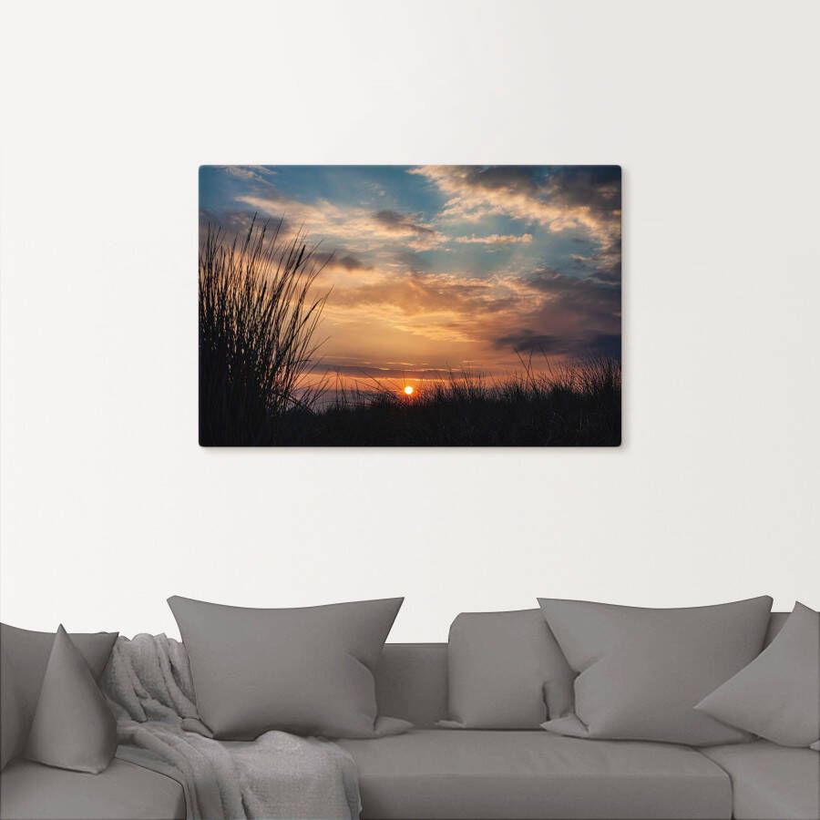 Artland Artprint op linnen Zonsondergang aan de kust Oostzee