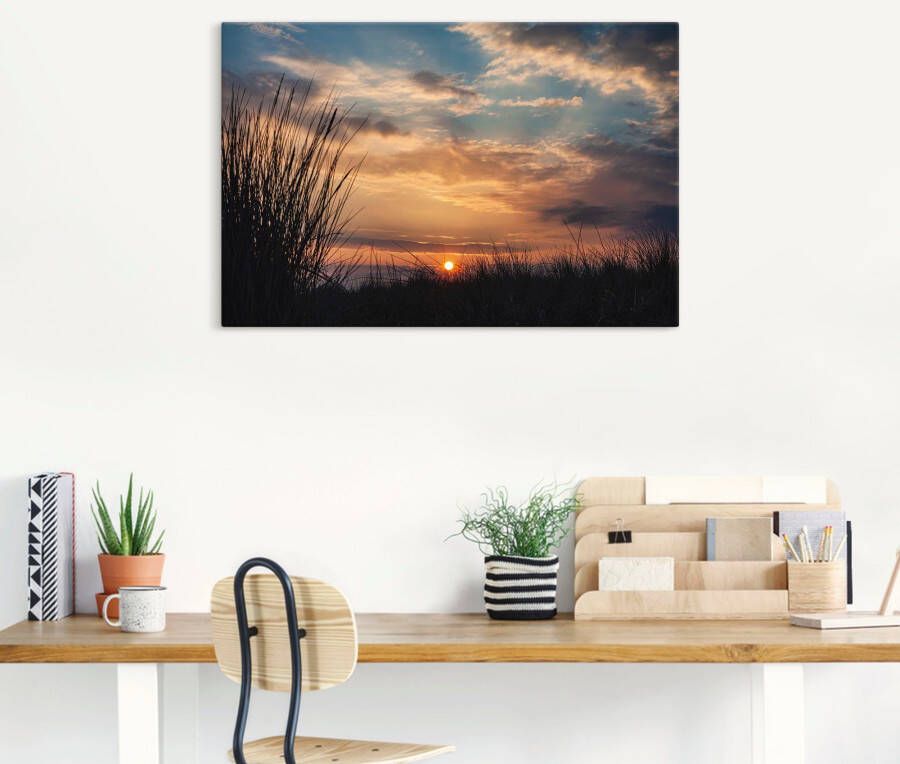 Artland Artprint op linnen Zonsondergang aan de kust Oostzee