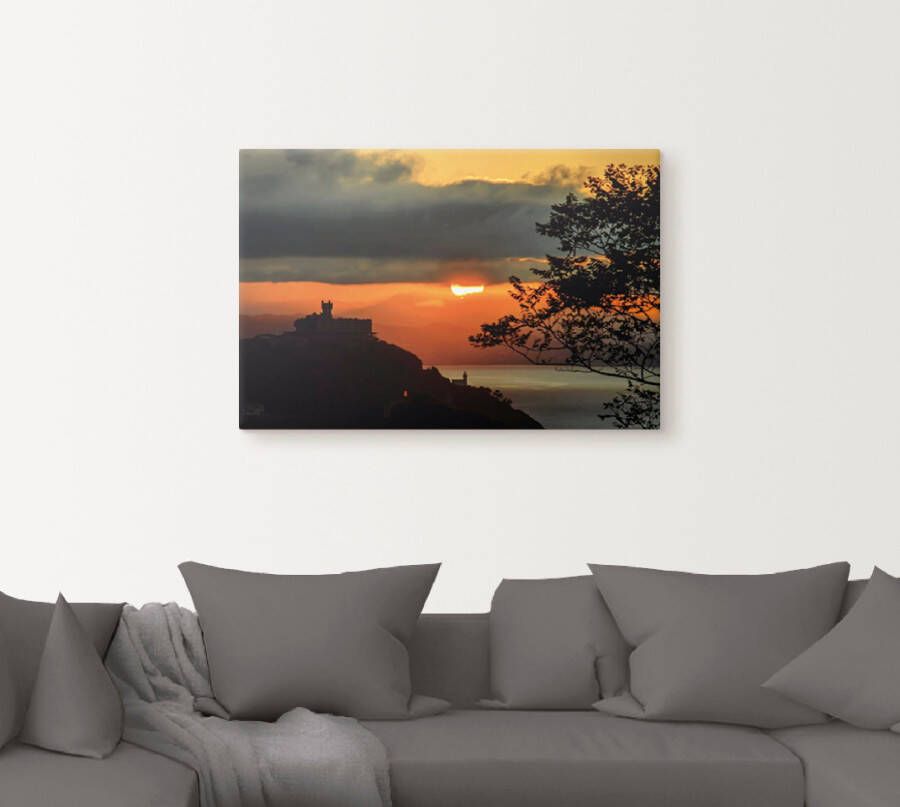 Artland Artprint op linnen Zonsondergang San Sebastian Donostia