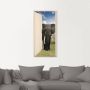 Artland Artprint Open witte deur met blik op olifant als artprint op linnen poster muursticker in verschillende maten - Thumbnail 2