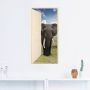 Artland Artprint Open witte deur met blik op olifant als artprint op linnen poster muursticker in verschillende maten - Thumbnail 2