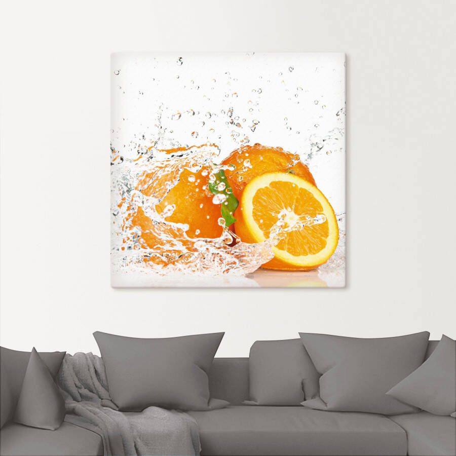 Artland Artprint Orange met spatwater als artprint op linnen poster muursticker in verschillende maten