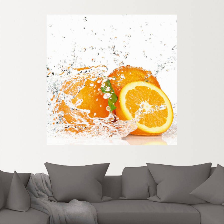 Artland Artprint Orange met spatwater als artprint op linnen poster muursticker in verschillende maten - Foto 2