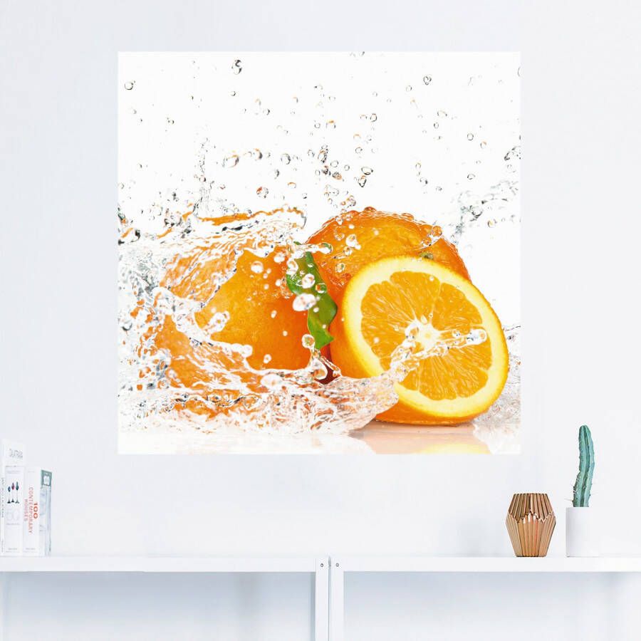 Artland Artprint Orange met spatwater als artprint op linnen poster muursticker in verschillende maten - Foto 3