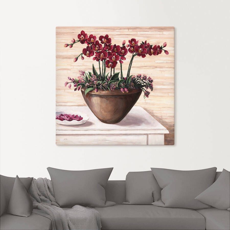 Artland Artprint Orchideeën in bordeaux als artprint van aluminium artprint op linnen muursticker verschillende maten