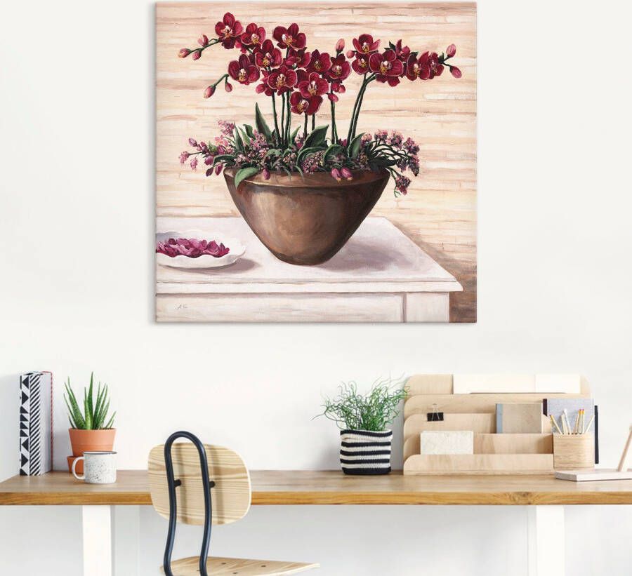 Artland Artprint Orchideeën in bordeaux als artprint van aluminium artprint op linnen muursticker verschillende maten