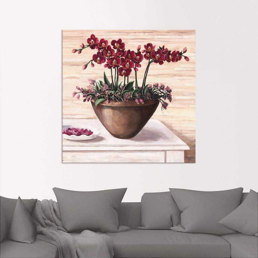 Artland Artprint Orchideeën in bordeaux als artprint van aluminium artprint op linnen muursticker verschillende maten