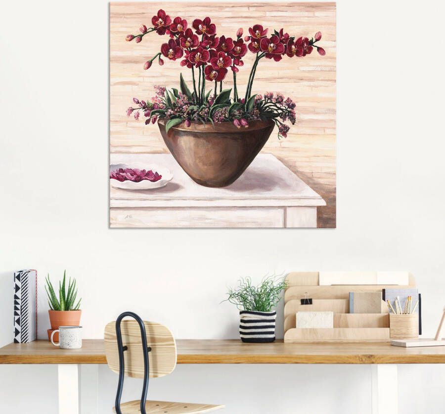 Artland Artprint Orchideeën in bordeaux als artprint van aluminium artprint op linnen muursticker verschillende maten