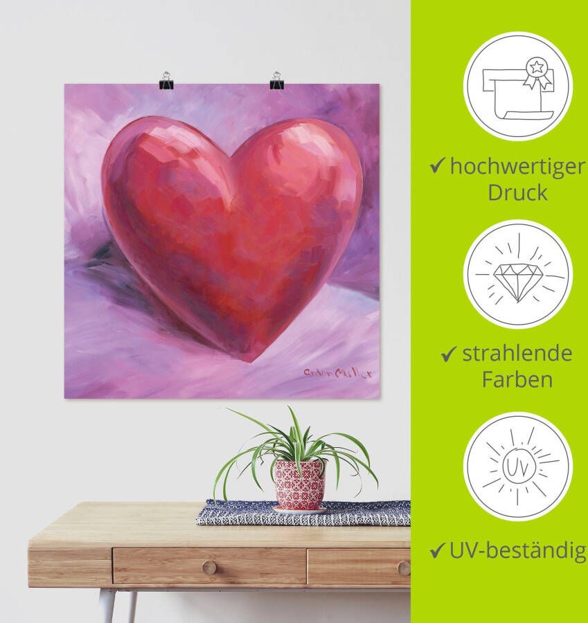 Artland Artprint Paars Hart als artprint op linnen poster in verschillende formaten maten