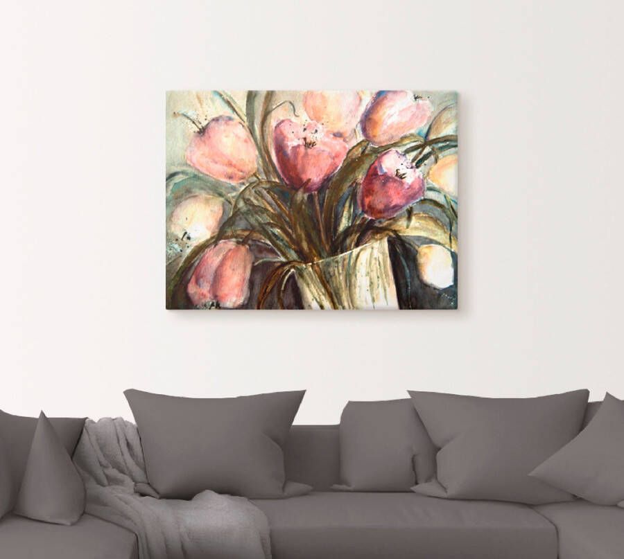 Artland Artprint Paars Tulpen in vaas als artprint op linnen poster muursticker in verschillende maten