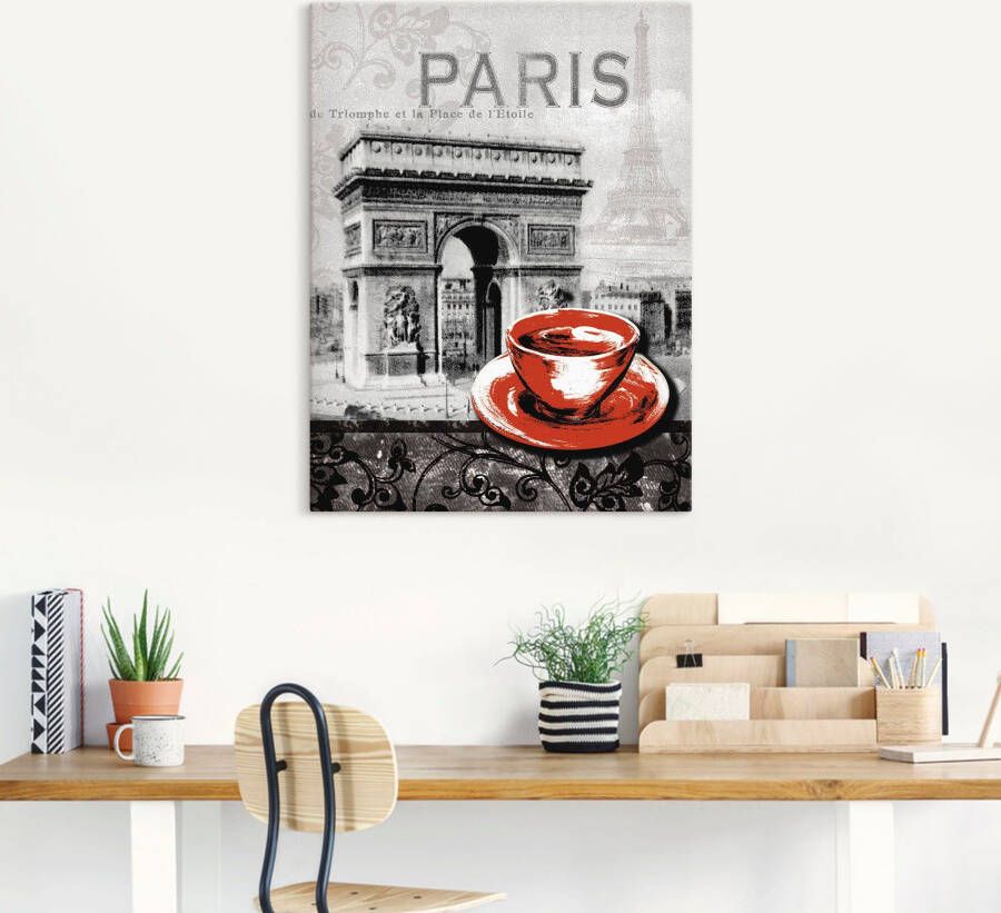 Artland Artprint Parijs Café au lait als artprint van aluminium artprint voor buiten artprint op linnen poster muursticker