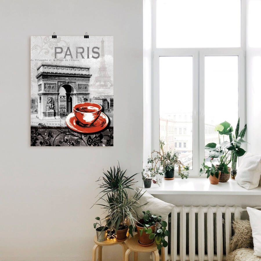 Artland Artprint Parijs Café au lait als artprint van aluminium artprint voor buiten artprint op linnen poster muursticker