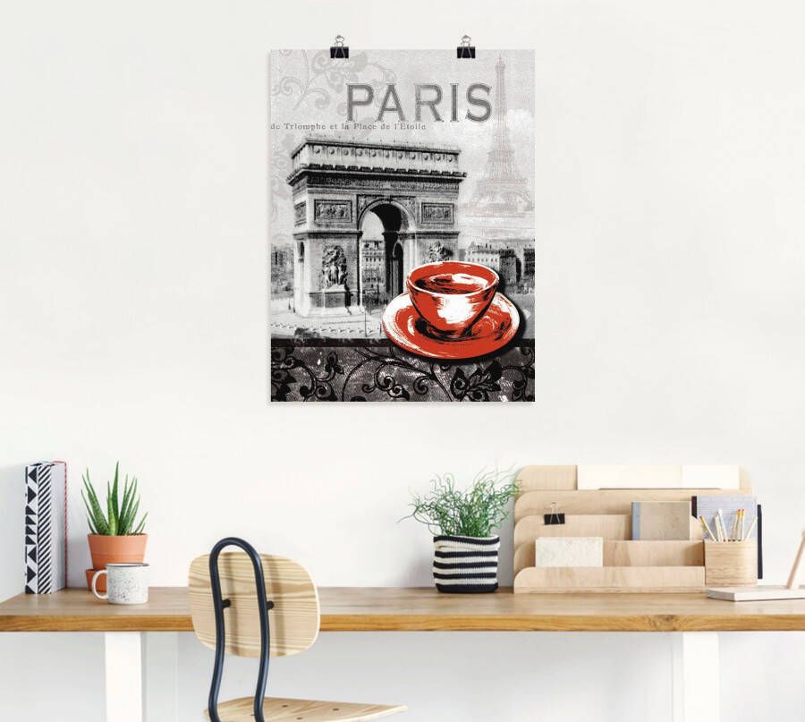 Artland Artprint Parijs Café au lait als artprint van aluminium artprint voor buiten artprint op linnen poster muursticker