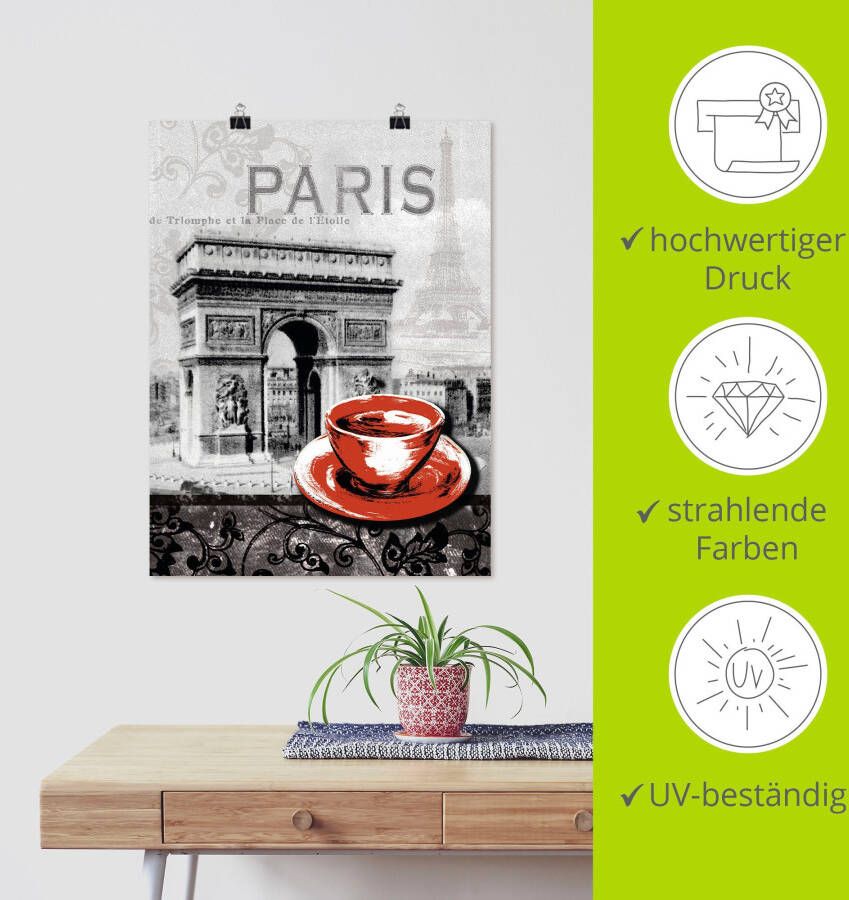 Artland Artprint Parijs Café au lait als artprint van aluminium artprint voor buiten artprint op linnen poster muursticker