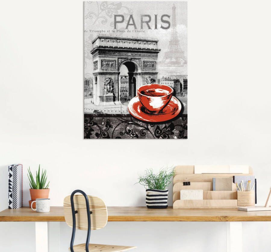 Artland Artprint Parijs Café au lait als artprint van aluminium artprint voor buiten artprint op linnen poster muursticker