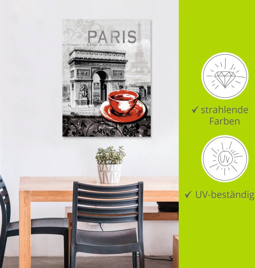 Artland Artprint Parijs Café au lait als artprint van aluminium artprint voor buiten artprint op linnen poster muursticker