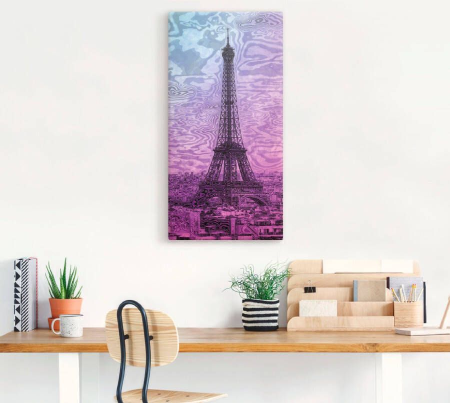 Artland Artprint Parijs Eiffeltoren paars blauw als artprint van aluminium artprint voor buiten artprint op linnen in verschillende maten