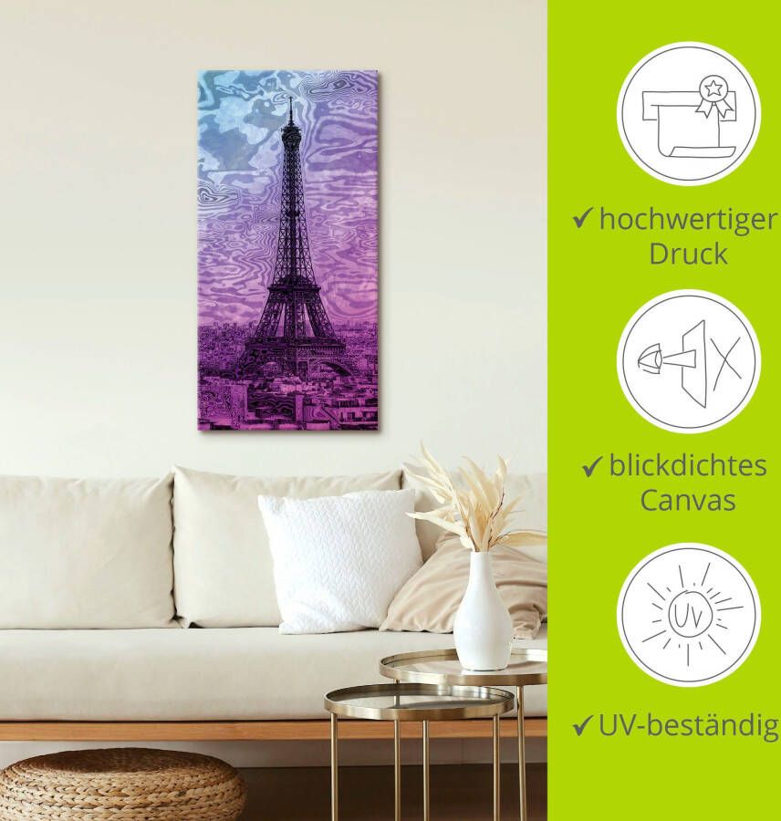 Artland Artprint Parijs Eiffeltoren paars blauw als artprint van aluminium artprint voor buiten artprint op linnen in verschillende maten