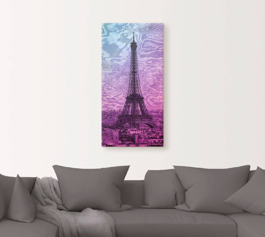 Artland Artprint Parijs Eiffeltoren paars blauw als artprint van aluminium artprint voor buiten artprint op linnen in verschillende maten