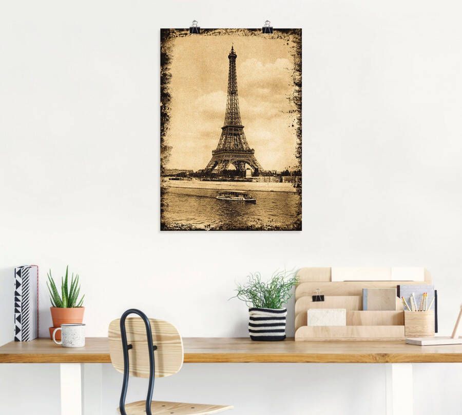 Artland Poster Parijs Eiffeltoren Vintage als artprint op linnen muursticker of poster in verschillende maten - Foto 2