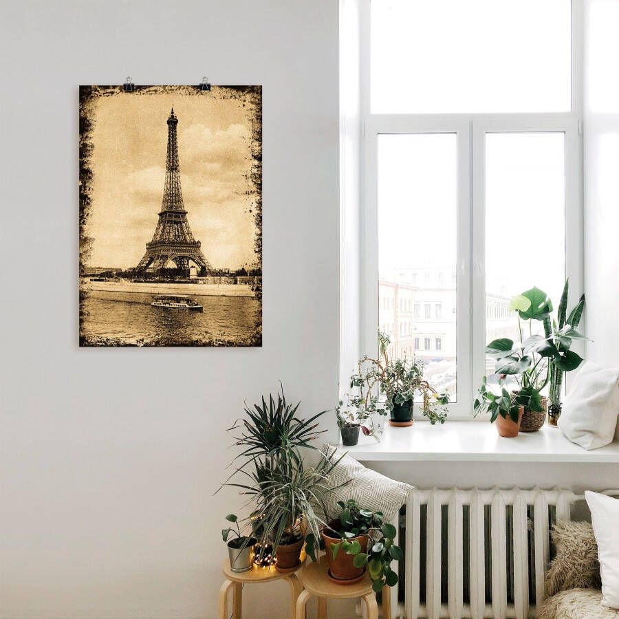 Artland Poster Parijs Eiffeltoren Vintage als artprint op linnen muursticker of poster in verschillende maten - Foto 3