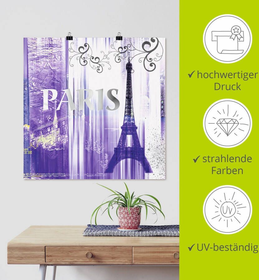 Artland Artprint Parijs Skyline collage II als artprint op linnen poster in verschillende formaten maten