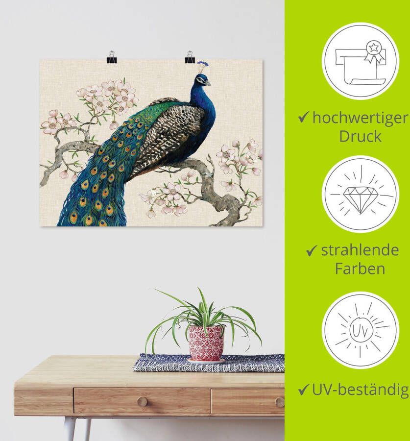 Artland Artprint Pauw & bloemen I als artprint van aluminium artprint voor buiten artprint op linnen poster muursticker