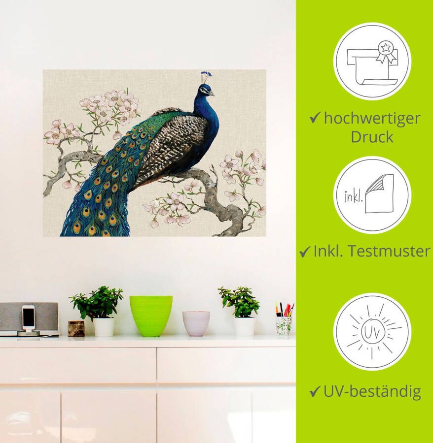 Artland Artprint Pauw & bloemen I als artprint van aluminium artprint voor buiten artprint op linnen poster muursticker