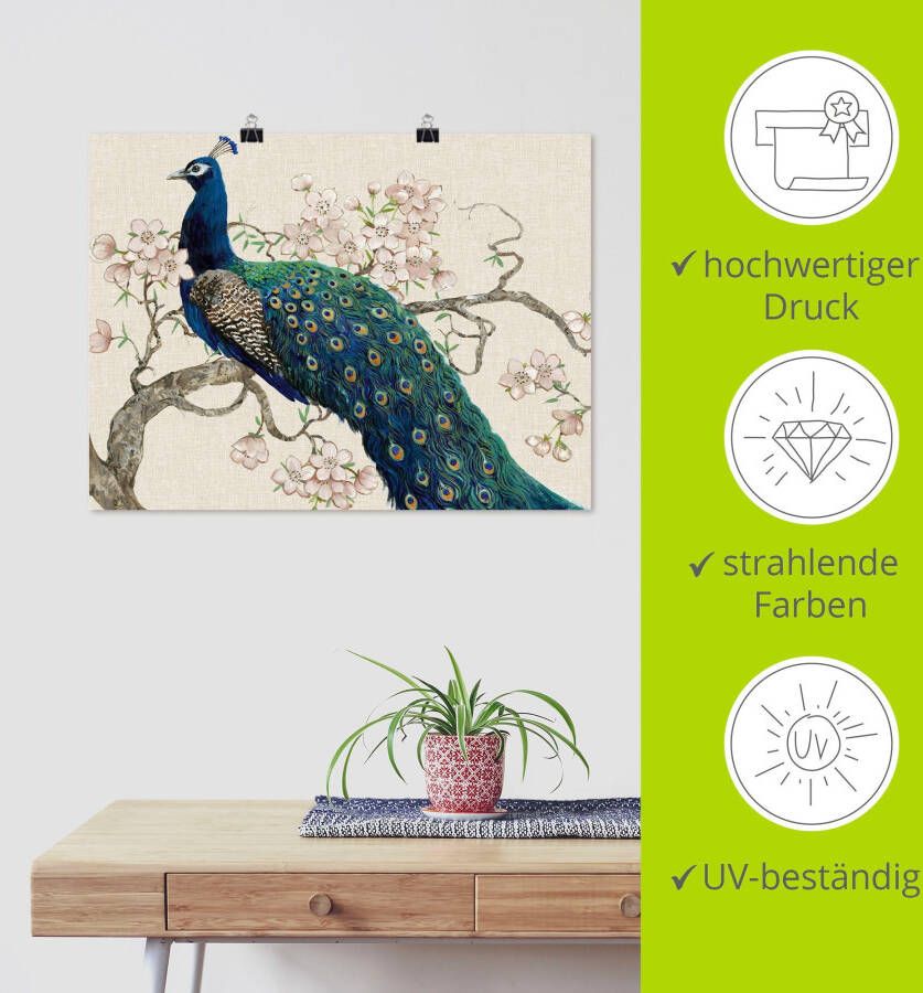 Artland Artprint Pauw & bloemen II als artprint van aluminium artprint voor buiten artprint op linnen poster in verschillende maten. maten