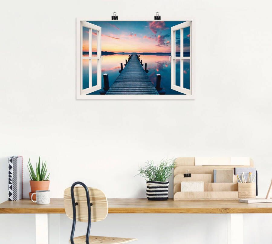 Artland Artprint Pier in zonsopkomst als artprint op linnen poster in verschillende formaten maten