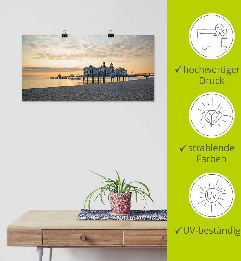 Artland Artprint Pier Sellin bij zonsopkomst als artprint op linnen poster muursticker in verschillende maten