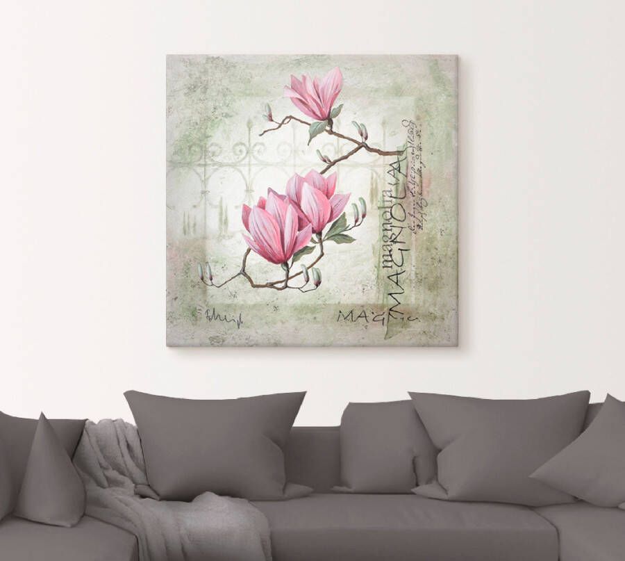 Artland Artprint Pinkkleurige magnolia als artprint op linnen poster muursticker in verschillende maten