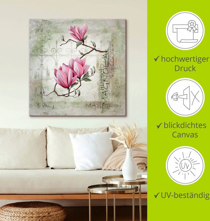 Artland Artprint Pinkkleurige magnolia als artprint op linnen poster muursticker in verschillende maten