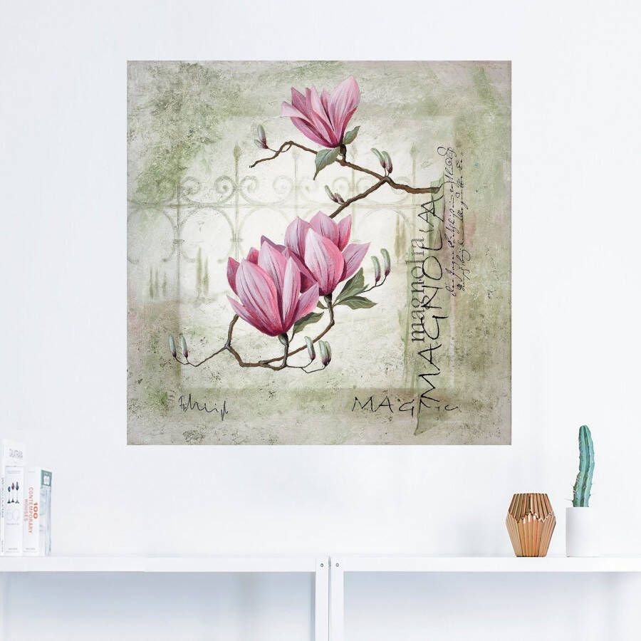 Artland Artprint Pinkkleurige magnolia als artprint op linnen poster muursticker in verschillende maten