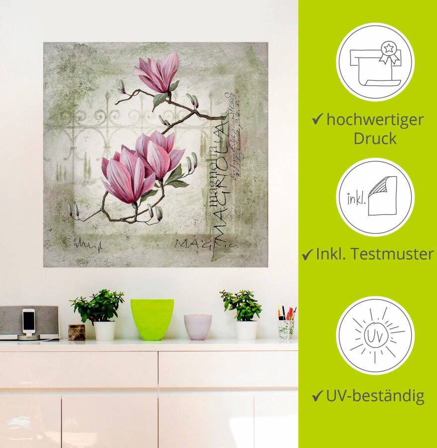 Artland Artprint Pinkkleurige magnolia als artprint op linnen poster muursticker in verschillende maten