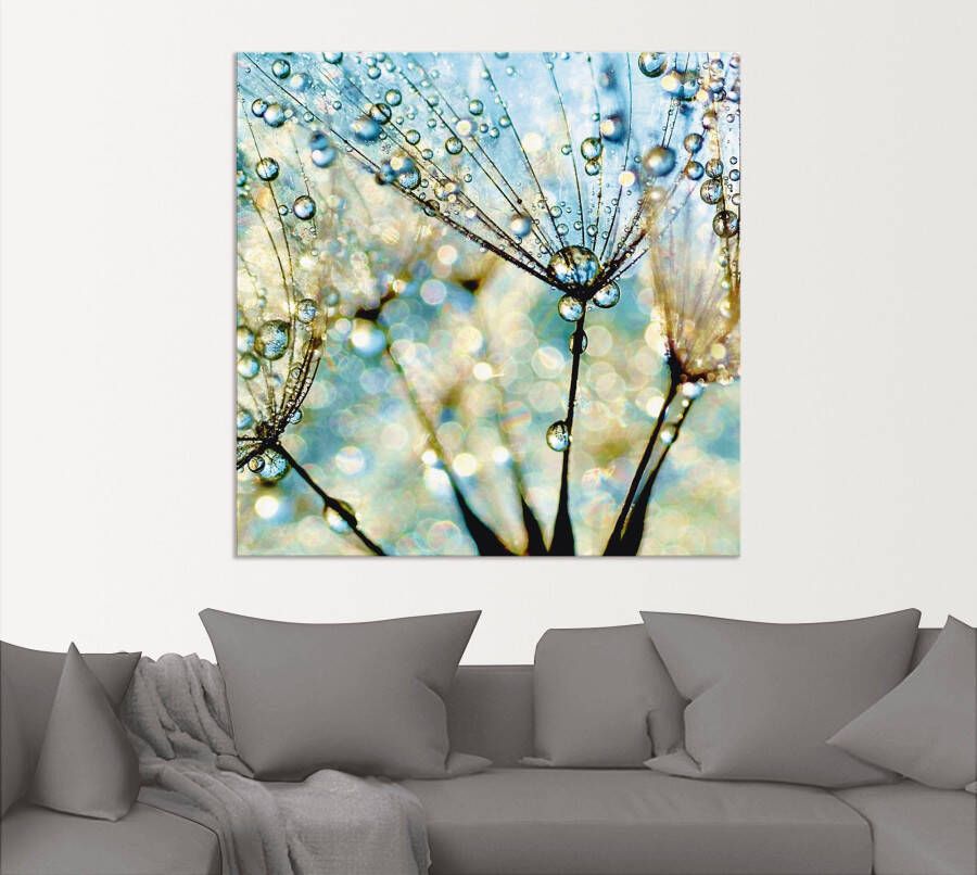 Artland Artprint Pluizenbol blauwe diamanten als artprint van aluminium artprint voor buiten artprint op linnen poster muursticker