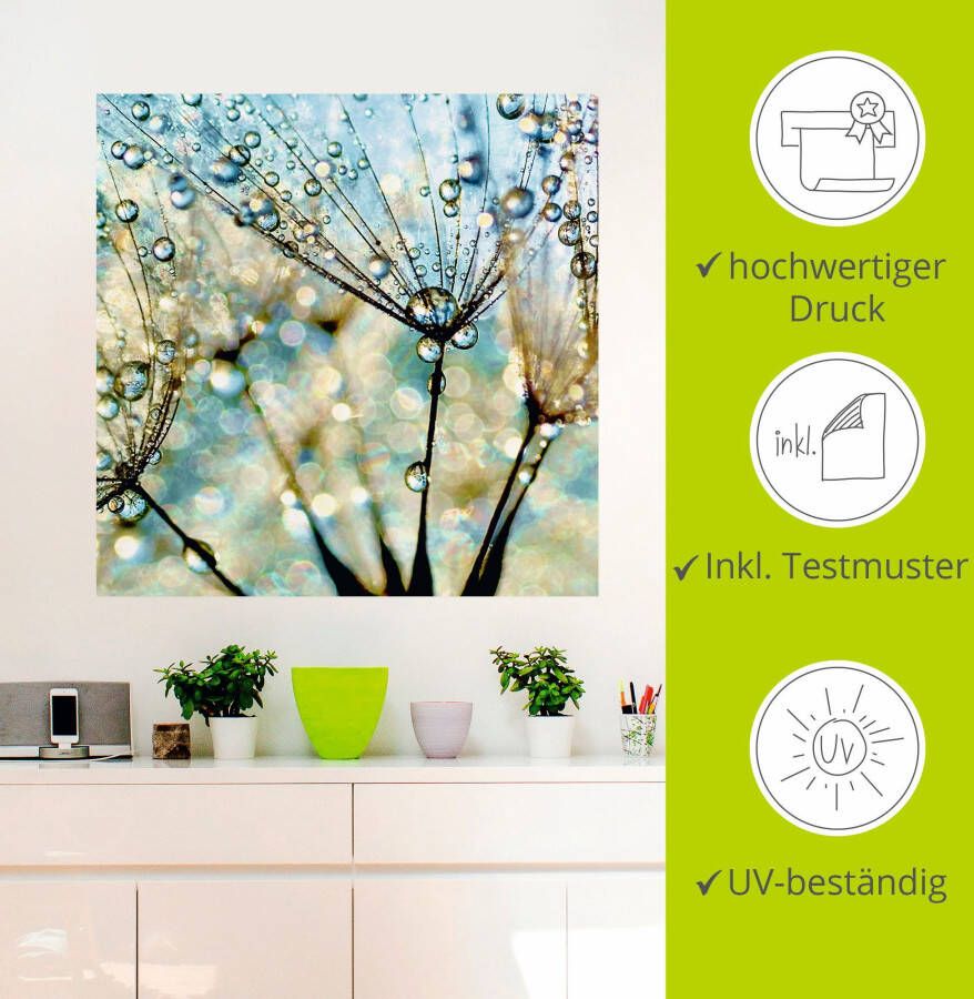 Artland Artprint Pluizenbol blauwe diamanten als artprint van aluminium artprint voor buiten artprint op linnen poster muursticker