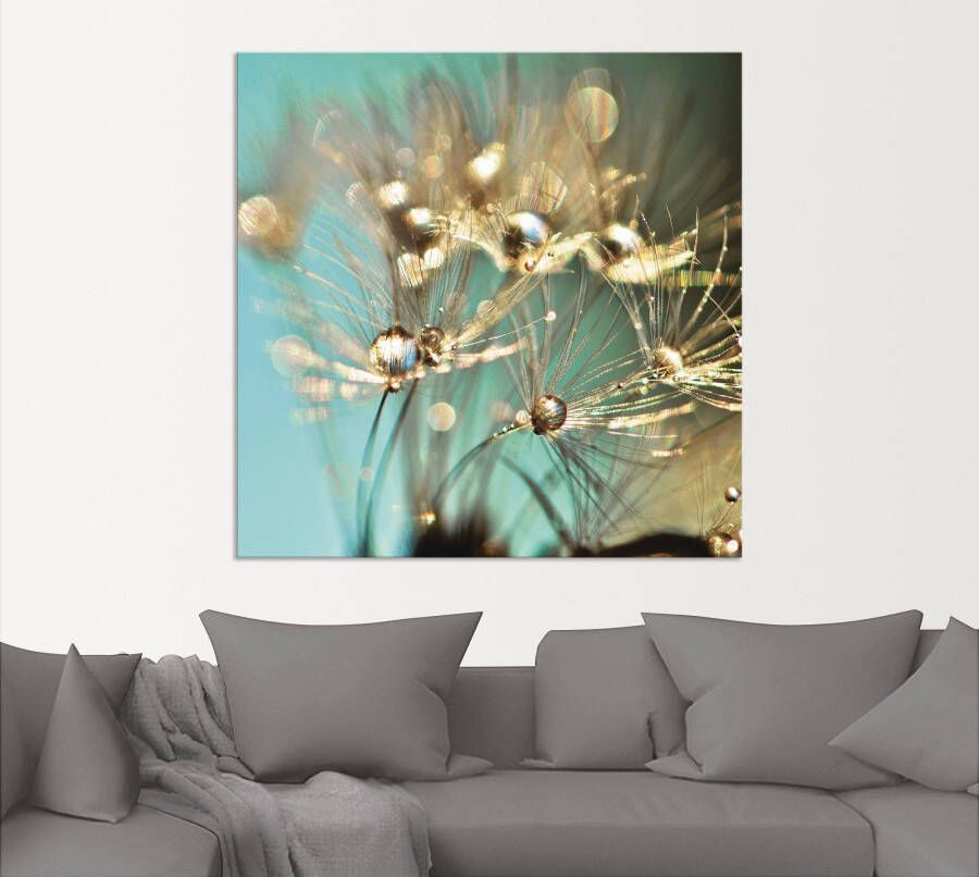 Artland Artprint Pluizenbol glanzend goud als artprint van aluminium artprint voor buiten artprint op linnen poster muursticker