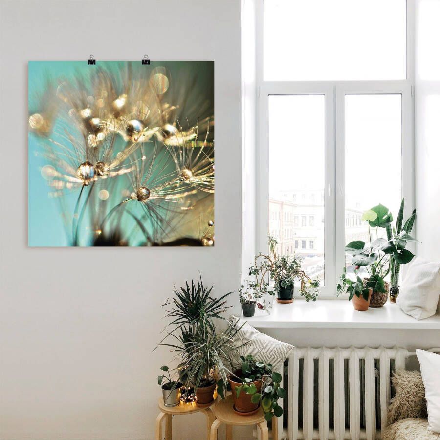 Artland Artprint Pluizenbol glanzend goud als artprint van aluminium artprint voor buiten artprint op linnen poster muursticker