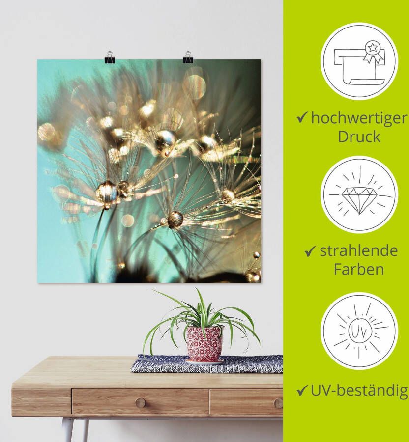 Artland Artprint Pluizenbol glanzend goud als artprint van aluminium artprint voor buiten artprint op linnen poster muursticker