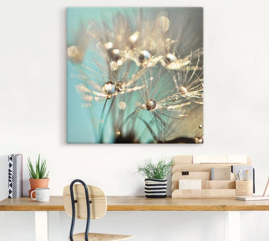 Artland Artprint Pluizenbol glanzend goud als artprint van aluminium artprint voor buiten artprint op linnen poster muursticker