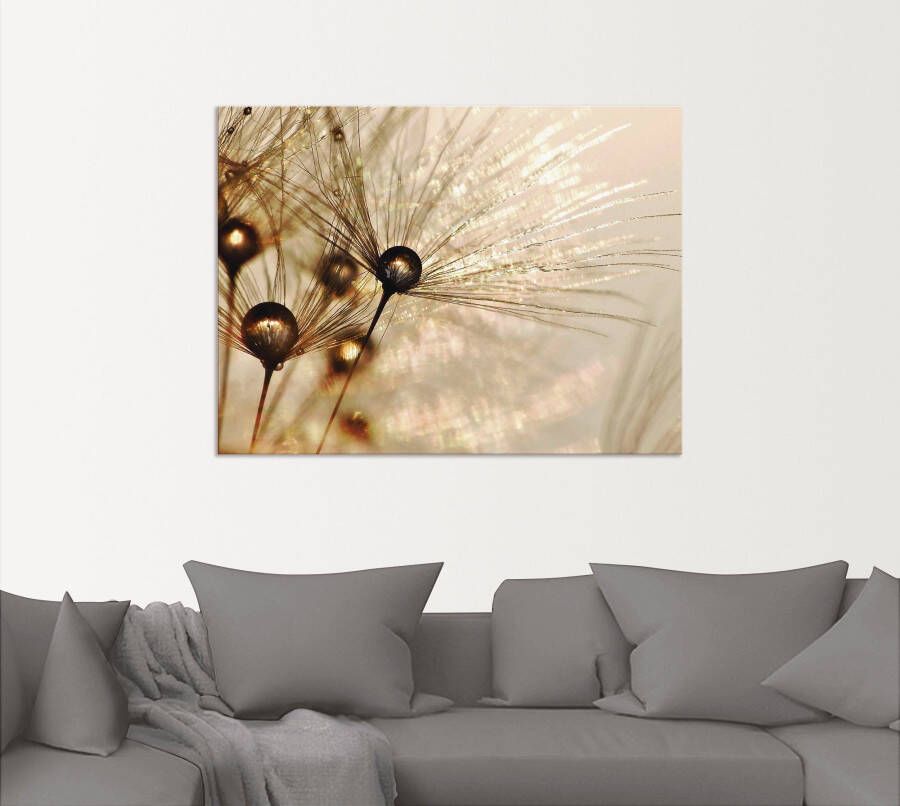 Artland Artprint Pluizenbol gouden druppels als artprint van aluminium artprint voor buiten artprint op linnen poster muursticker