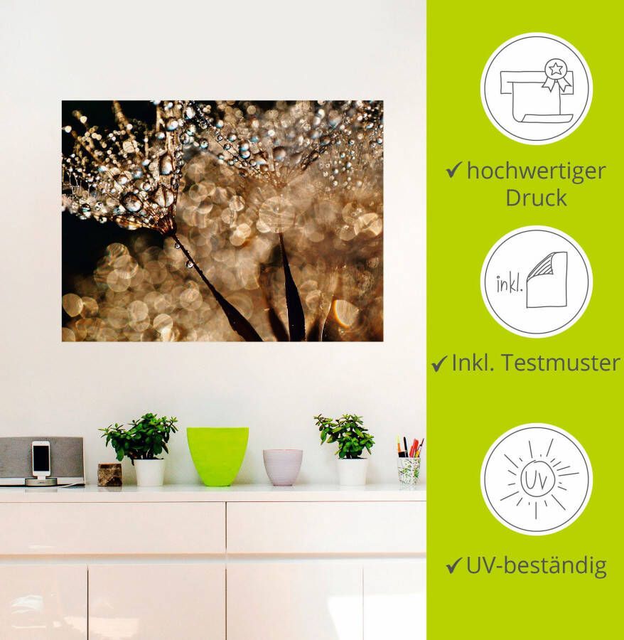 Artland Artprint Pluizenbol goudgloed als artprint van aluminium artprint voor buiten artprint op linnen poster muursticker