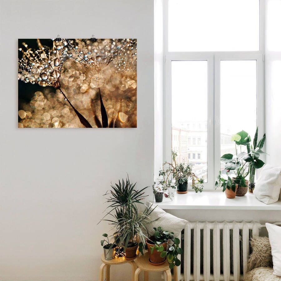 Artland Artprint Pluizenbol goudgloed als artprint van aluminium artprint voor buiten artprint op linnen poster muursticker