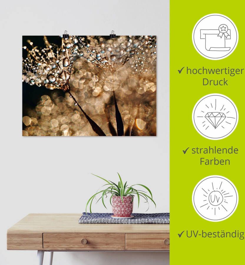 Artland Artprint Pluizenbol goudgloed als artprint van aluminium artprint voor buiten artprint op linnen poster muursticker