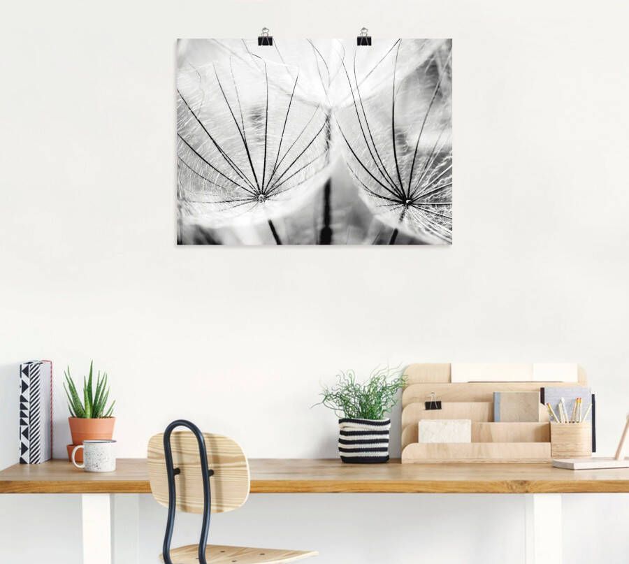 Artland Artprint Pluizenbol in zwart-wit als artprint van aluminium artprint voor buiten artprint op linnen poster muursticker