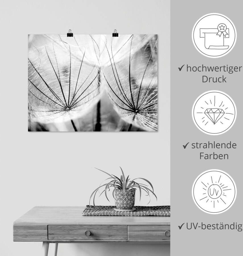 Artland Artprint Pluizenbol in zwart-wit als artprint van aluminium artprint voor buiten artprint op linnen poster muursticker